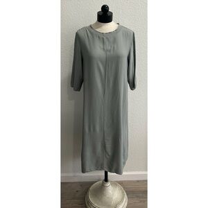 Solika Women’s Knit short Sleeve Dress Medium Gray Lagenlook Minimalist Cotton